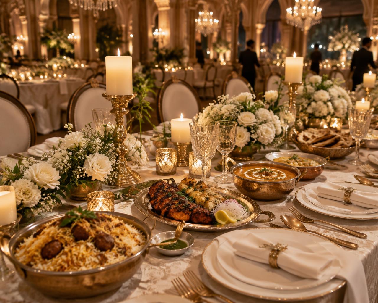 Candlelit banquet dining